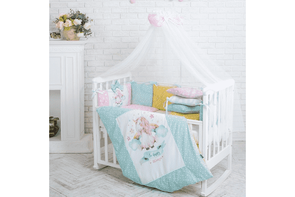 Комплект Маленька Соня Akvarel єдиноріг, з балдахіном - ЛьвівМаркет Комплект Маленька Соня Akvarel єдиноріг, з балдахіном - LvivMarket.net