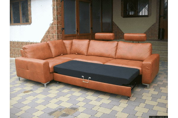 Новий шкіряний кутовий диван, розкладний (4410).ДНІПРО - LvivMarket.net