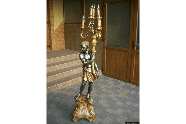Деревяна статуя- лампа Мавр з факелом (5532). ДНІПРО - LvivMarket.net