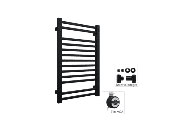 Рушникосушка комбінована Terma Bone 760x500 Black mat, тен MOA + вентиль Integra Black mat - ЛьвівМаркет Рушникосушка комбінована Terma Bone 760x500 Black mat, тен MOA + вентиль Integra Black mat - LvivMarket.net
