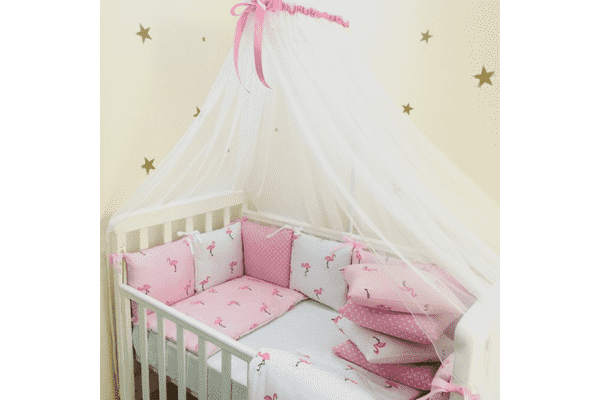 Комплект Маленька Соня Baby Design Premium Фламінго з балдахіном - LvivMarket.net
