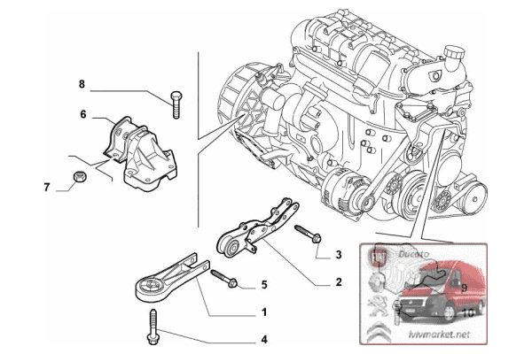 Подушка двигателя правая Пежо Боксер / Peugeot Boxer III (2006-……) 1358088080 - ЛьвівМаркет Подушка двигателя правая Пежо Боксер / Peugeot Boxer III (2006-……) 1358088080 - LvivMarket.net