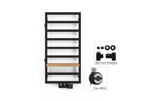 Рушникосушка комбінована Terma GRID 990x500 Black mat , тен MOA + вентиль Integra - ЛьвівМаркет Рушникосушка комбінована Terma GRID 990x500 Black mat , тен MOA + вентиль Integra - LvivMarket.net