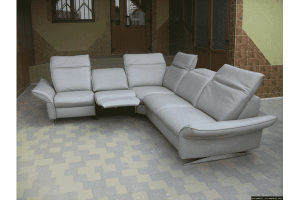 Новий шкіряний кутовий розкладний диван (5562) - LvivMarket.net