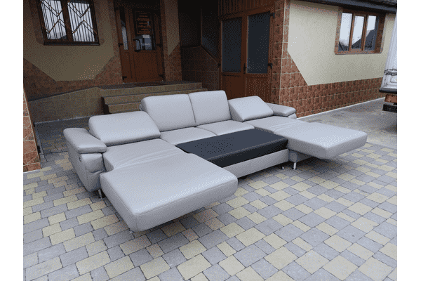Новий шкіряний диван, розкладний (6292) - LvivMarket.net