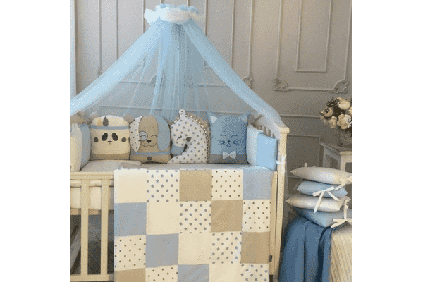 Комплект Маленька Соня Chudiki Classic голубий з балдахіном - ЛьвівМаркет Комплект Маленька Соня Chudiki Classic голубий з балдахіном - LvivMarket.net