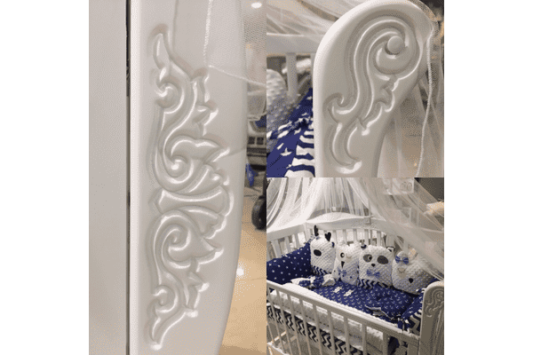 Дитяче ліжечко-диванчик з різьбленням ваніль - ЛьвівМаркет Дитяче ліжечко-диванчик з різьбленням ваніль - LvivMarket.net