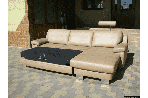 Новий шкіряний диван, розкладний (5060) - LvivMarket.net