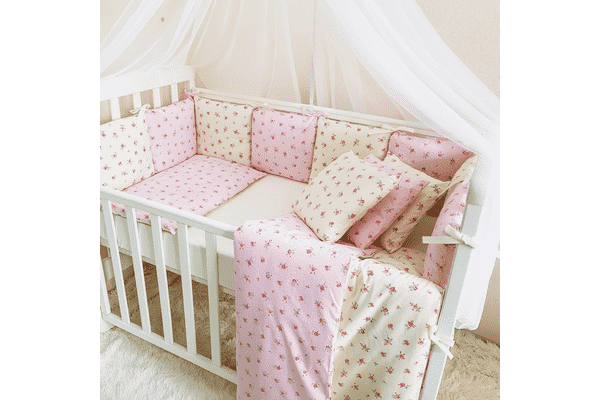 Комплект Маленька Соня Baby Design Premium Прованс рожевий з балдахіном - LvivMarket.net