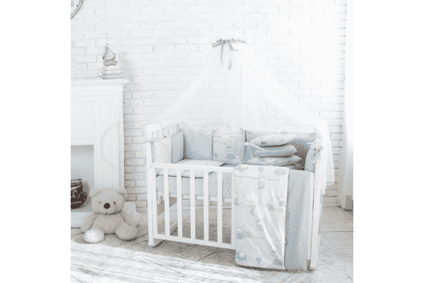 Комплект Маленька Соня Baby Design Premium Зайчики м'ята з балдахіном - ЛьвівМаркет Комплект Маленька Соня Baby Design Premium Зайчики м'ята з балдахіном - LvivMarket.net