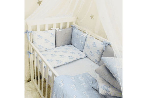 Комплект Маленька Соня Baby Design Premium Коники з балдахіном - LvivMarket.net