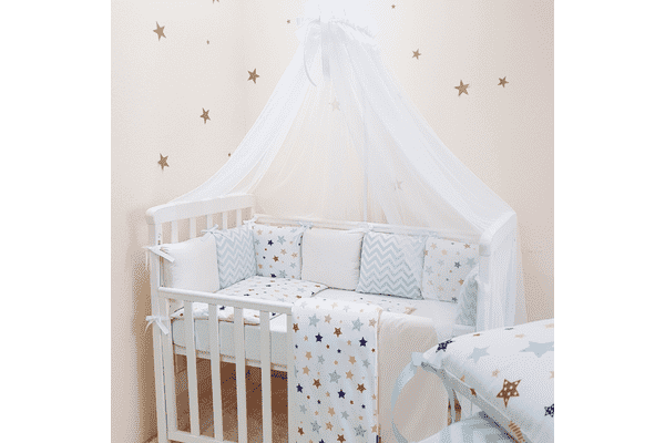 Комплект Маленька Соня Baby Design Premium Stars різнокольоровий з балдахіном - LvivMarket.net